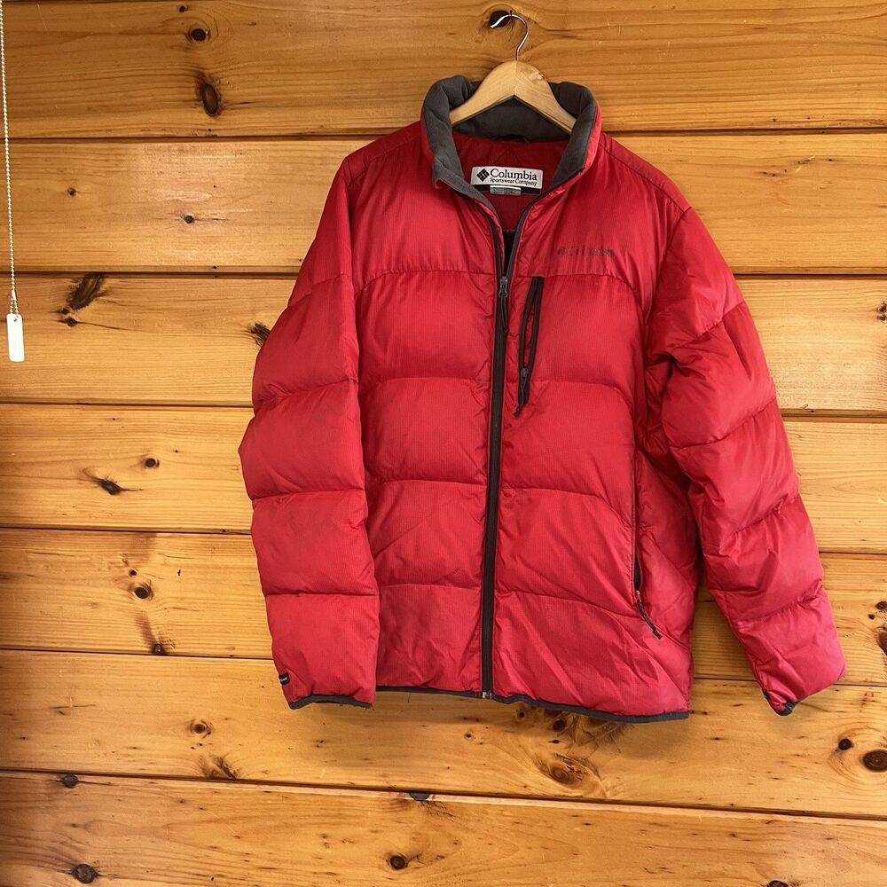 Columbia Mens Red Omni-Heat Down Puffer Interchange Outdoor Jacket Size L